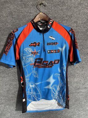 Suarez Cycling Jersey Mens Large Blue Road Master 1/4 Zip Short Sleeve Pockets